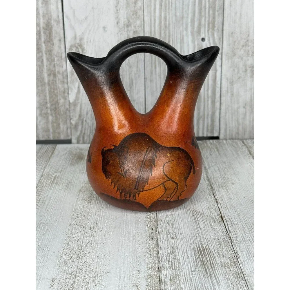 Vintage R.Galvan Signed Pottery Mexican Wedding Vase - Picture 1 of 7